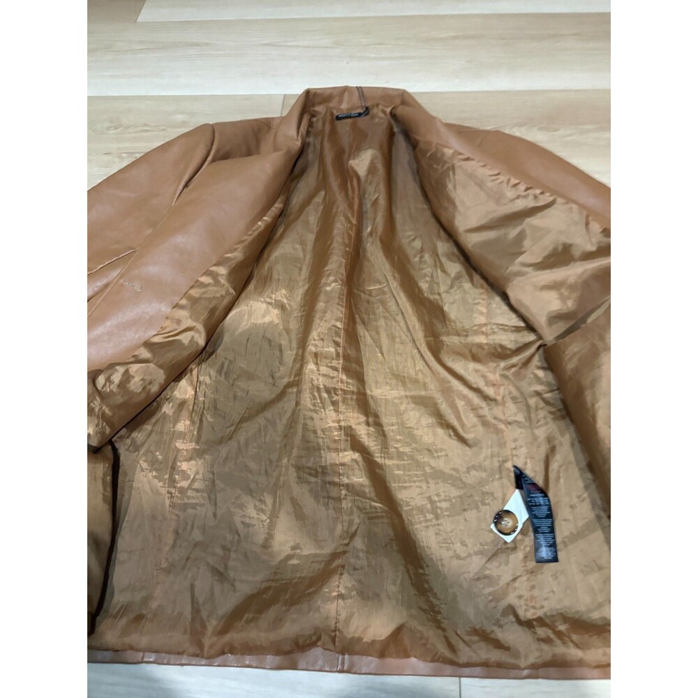 Nasty Gal Collection Faux Leather Blazer Jacket Tan Brown Size US 10 Lined - Picture 16 of 16